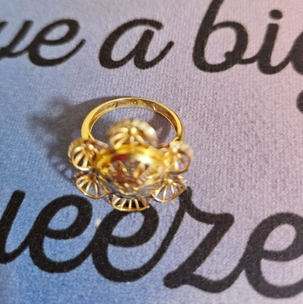 Antique 14K Yellow And White Gold Ring.
